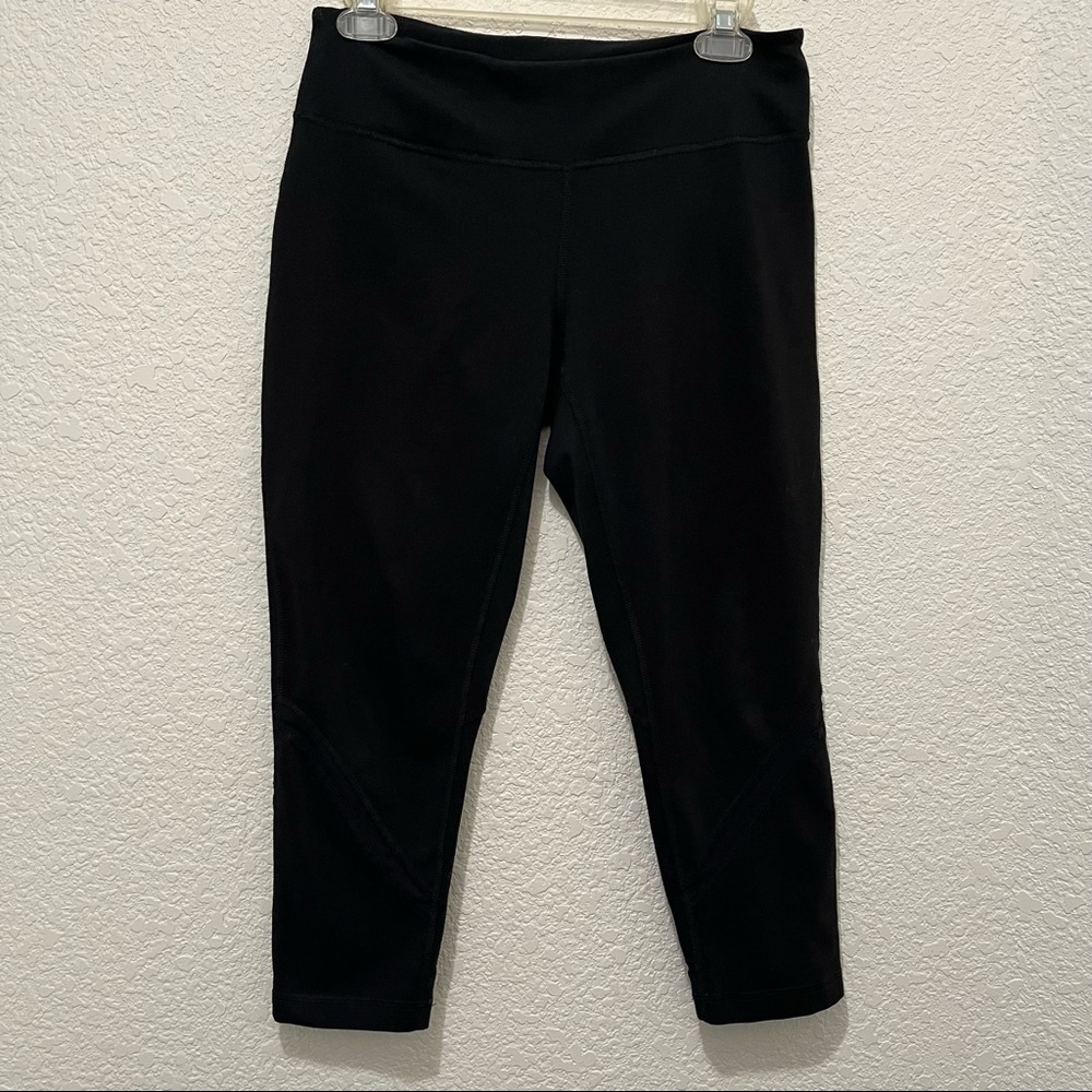 Zella Black Crop Mesh Ankle Stripe Leggings Activewear Pants Womens Size M - Picture 10 of 10